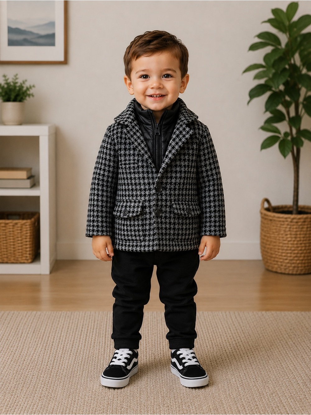 KAPITAL K Boys Black Gray Coat Jacket Dressy Holiday Zip Off Liner Blazer 2 2T